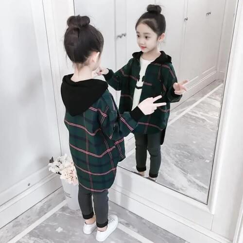 2020 Autumn Fashion Children Girls Hoodies Blouse Jacket Clothes Teenage Casual Plaid Outwear Coats Kids Tops Clothing For 3-13