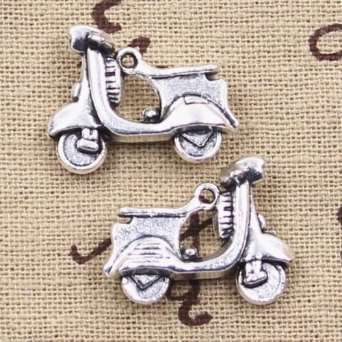 8pcs Charms motorcycle scooter electric cars 13x23mm Antique Silver Color Pendants DIY Making Findings Handmade Tibetan Jewelry