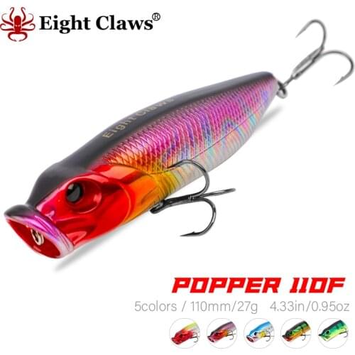 EIGHT CLAWS Big Popper Lure 110mm 27g Topwater Floating Wobbler Offshore Long Casting Hard Fishing Big Mouth JerkbaitBait