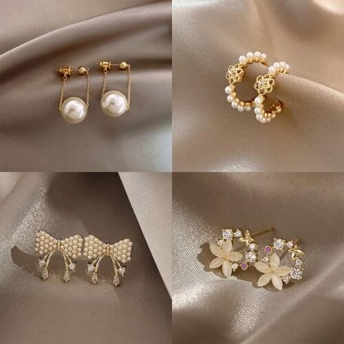 Simple Elegant Small Pearl Pendant Earrings For Woman New Fashion Jewelry Party Lady Unusual Dangle Earrings Accessories