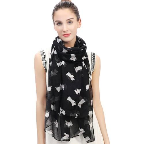 10pcs/lot Scottie Scottish Terrier Dog Print Womens Large Scarf Shawl Wrap Soft Lightweight Accessories