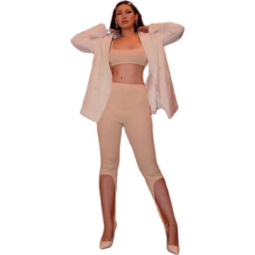 XLLAIS Knitting Ribbed Shorts Trousers Women Sexy Good Stretch Slim Sweatpants Including Tank Tops High Street Matching Outfits