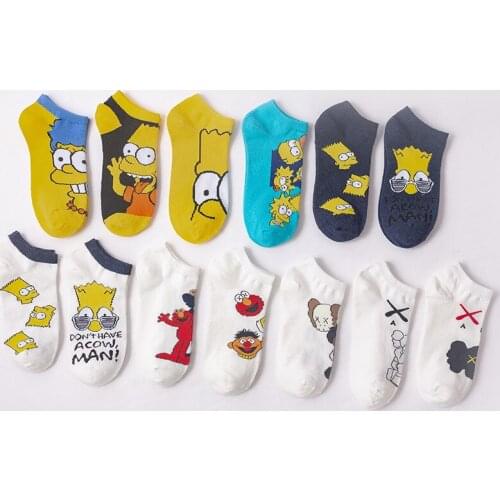 Simpsons Cartoon Anime Funny Socks Men Hip Hop Print Novelty Crazy Sokken Hip Hop Unisex Comfortable Skateboard Happy Meias