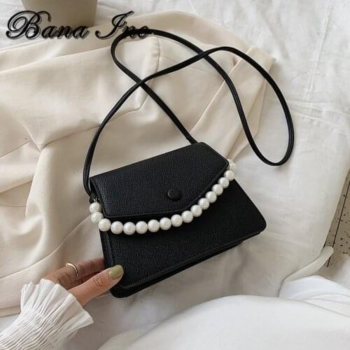 Pearl Design PU Leather Crossbody Bags For Women 2021 Mini Shoulder Simple Bag Female Fashion Handbags And Purses
