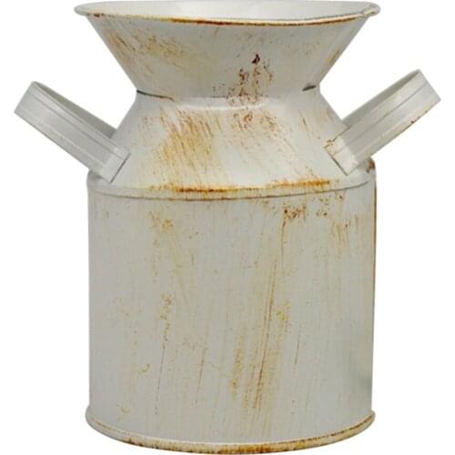 Western Style Vintage Vase Iron Flower Pot Kettle Rope Succulent Planter Barrel Shop Furnishings Art Home Decoration