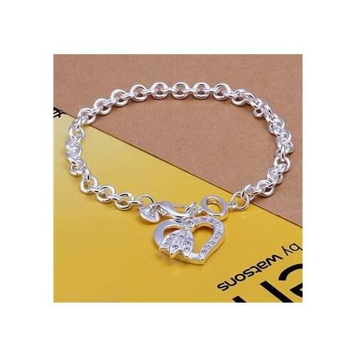 KN-H303 Wholesale 925 Free Shipping Silver Color Bracelet For Woman Mans Factory Price 925 Fashion Jewelry Inlaid Bracelet