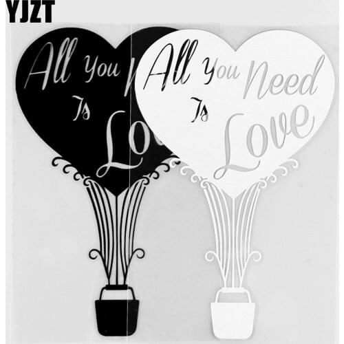 YJZT 10.5×16.3CM Hot Air Balloon Heart Car Sticker All You Need Ta Love Vinyl Decals Black / Silver 10A-0610