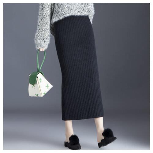 New 2021 Autumn Women Fashion Skirts Female Elastic High Waist Hip Skirt Ladies Front Zipper Solid Party Casual Skirts H766