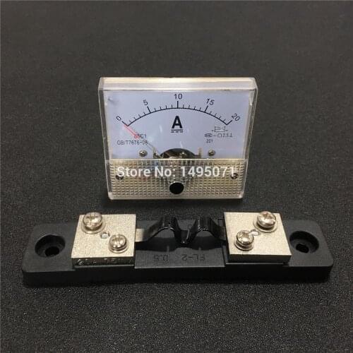 1pcs 85C1 Analog Amp Panel Meter DC 0-20A Current Ammeter Mechanical Pointer Gauge 20A with External Shunt Resistor 75mV FL-2