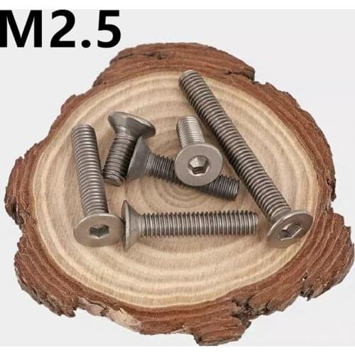 10PCS M2.5x4/5/6/8/10/12/14/16mm GB70.3 Titanium Screws TA2/GR2 Fastener Metric Titanium DIN7991 Countersunk head hex bolt