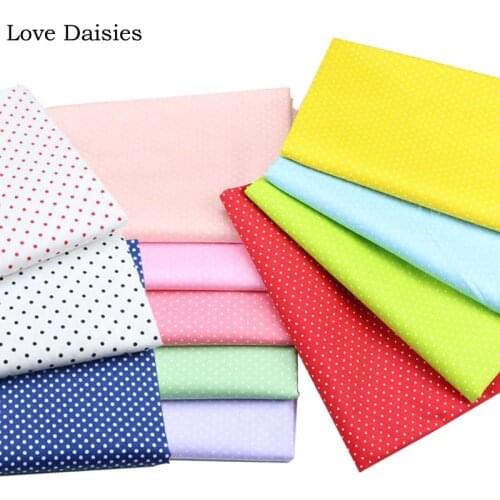 100% Cotton Twill Small Polka Dot RED GREEN PURPLE YELLOW PINK BLACK BLUE For Sheet Pillow Doll Apparel Patchwork Quilting Decor