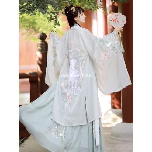 2021 ancient traditional chinese woman elegant hanfu dress fairy embroidery stage folk dance costume retro tang dynasty hanfu