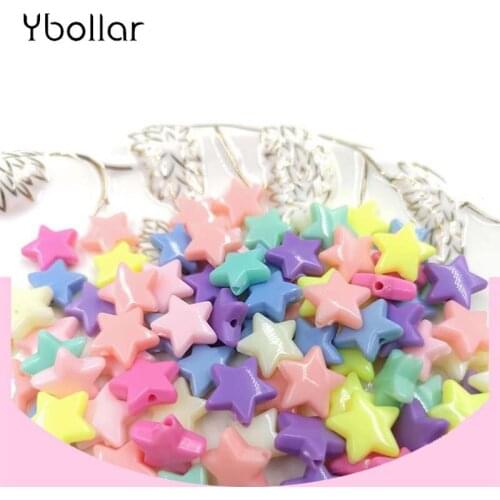 50pcs/pack Charms Beads Candy Color Star Shape Loose Spacer Beads For Children Necklace Bracelet Jewelry Making Wholesale