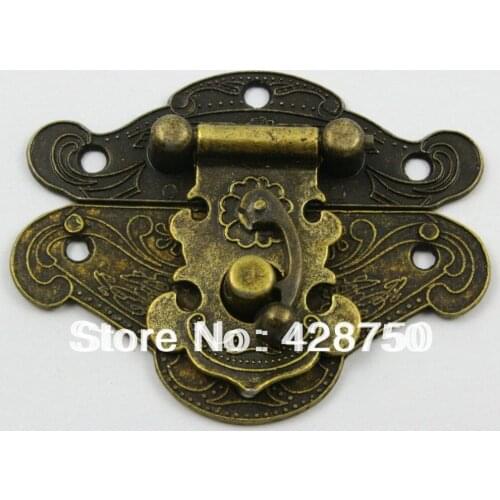 Antique Brass Jewelry Box Hasp Latch Lock 66x54mm with Screws