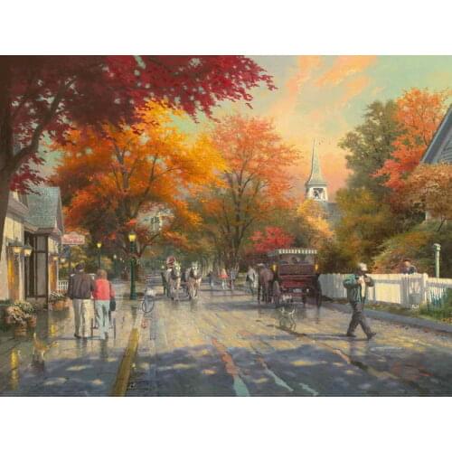 Free shipping! Autumn on Mackinac Island Thomas Kinkade HD Canvas Print Living Room Bedroom Wall Art Painting Home Decoration