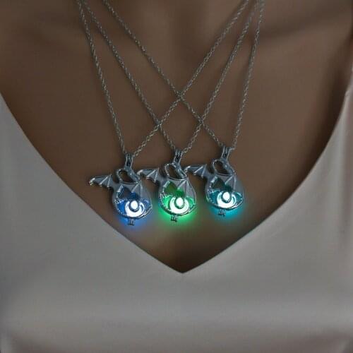 Bohemian Halloween Popular Multicolor Luminous Pterodactyl Pendant Necklace Clavicle Chain Girlfriend Female Gift DIY Jewelry