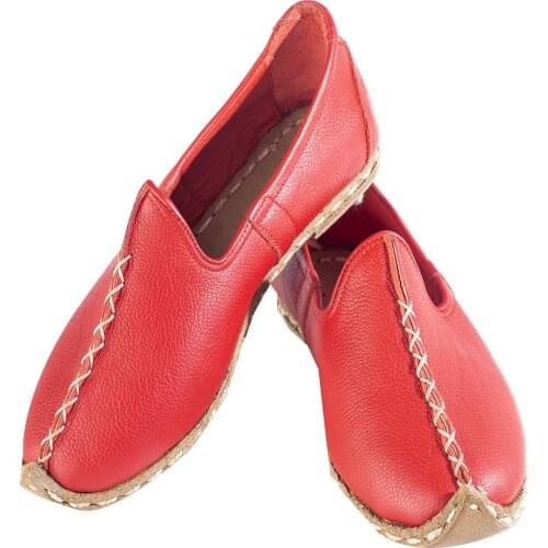Women Hand Made Comfort Basic Healty Full Leather Shoes Red
