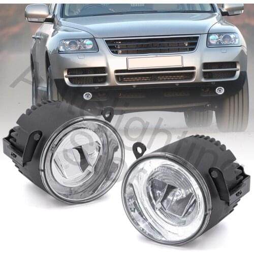 White LED Daytime Running Fog Light For VW Touareg 03-07 Transporter T5 03-10 Gol 90-11 Halo Ring DRL Driving Lamps 2PCS