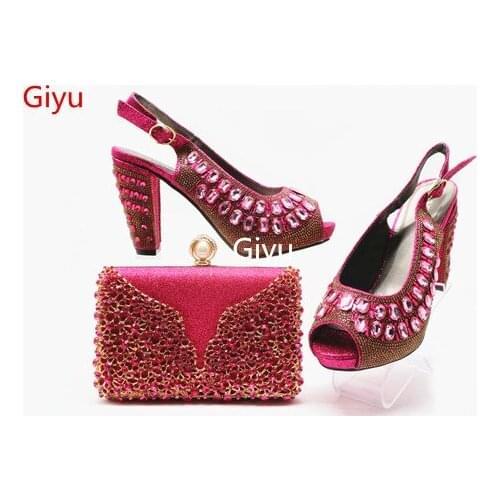 Doershow New Arrival Italian Shoes with Matching Bags 2019 African Shoes and Bag Set Decorated with Rhinestone shoes!SHJ1-8