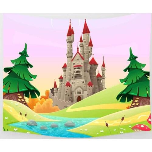 Simsant Strawberry Tapestry Cartoon Dinosaur Mushroom Castle Art Wall Hanging Tapestries for Living Room Home Dorm Decor