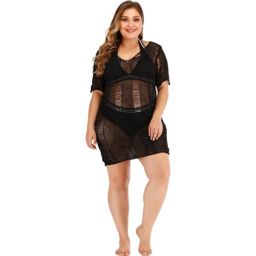 H80&S90 New Hot Hollow Out Plus Size Backless Beach Dress Sexy Crochet Smock Women Swimwear Beach cover Up Saida De Praia Pareo