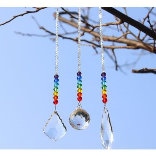 Crystal Prism Ball Ornaments Chakra Beads Rainbow Eye-Catching Chandelier Wedding Ddecoration Home Wind Chimes Crafts