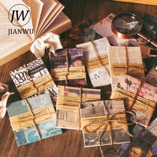 JIANWU 50 Sheets Vintage Art Memo Pad DIY Journal Scrapbooking Decorative Hand Account Material Paper Kawaii Stationery Supplies