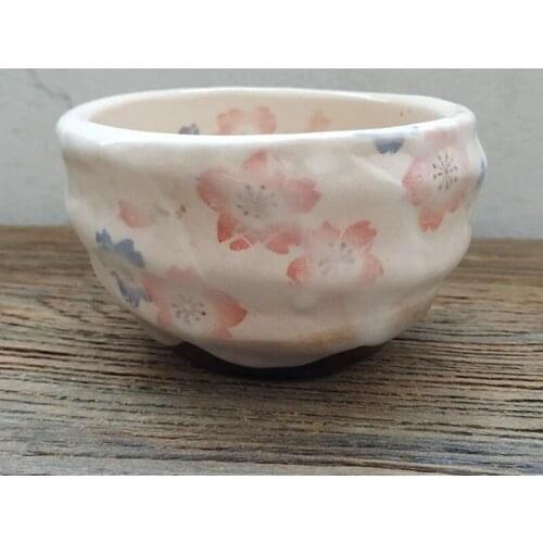 Ceramic flower water cup Japanese style stoneware tea cup accessories drinkware teacup handy cup for restaurant home