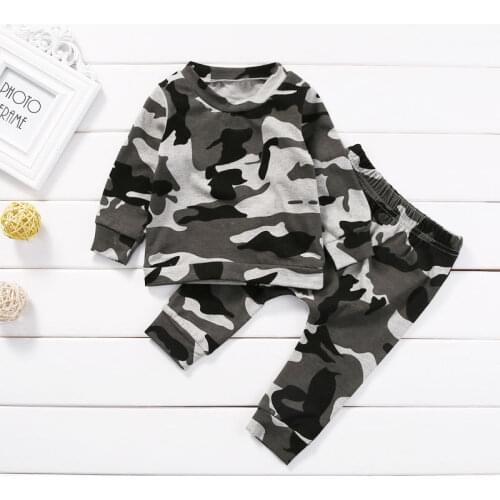 Newborn Toddler Kids Baby Boys Girls Clothing Set Outfits T-shirt Tops Long Sleeve Pants Cotton Casual 2PCS Clothes Set