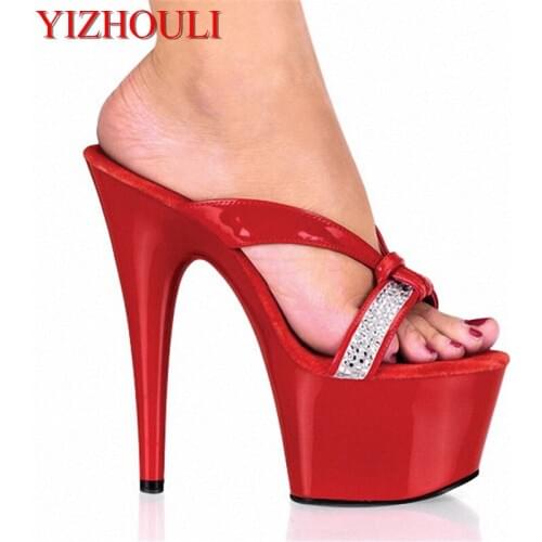 Slippers Summer Style 2019 Catwalk Shows Flash Piece of steel Pipe Shoes Sexy Ultra High Heels 15cm Dance Shoes