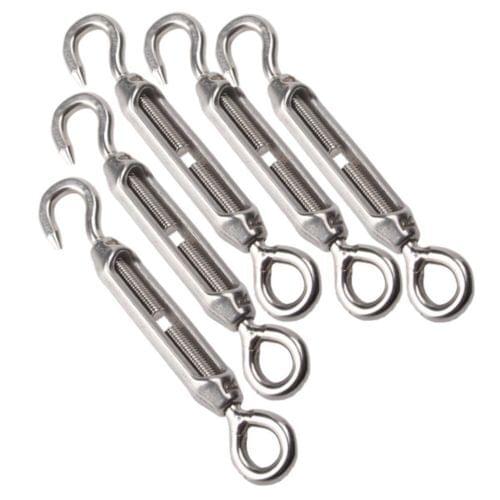 M4 Stainless Steel 5PCS 304 Hook & Eye Turnbuckle Wire Rope Tension
