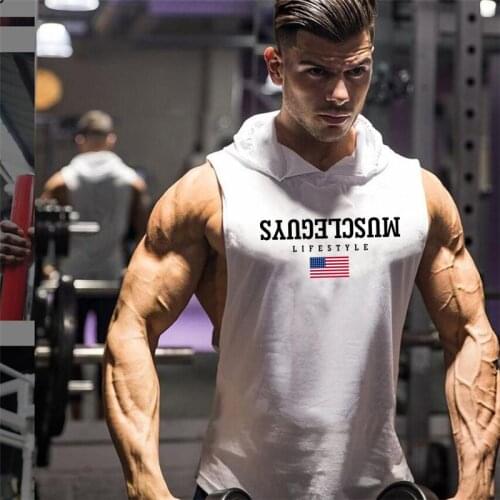 Muscleguys lifestyle Fitness Stringer Tank Top Hoodies Muscle Shirt Bodybuilding Clothing Gyms Tanktop Mens Sleeveless shirts