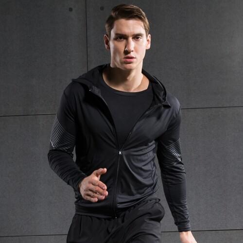 Men Printed Sports Running Jackets Zipper Workout Gym Hoodies Quick Dry Fitness Training Jogging Sportswear Basketball Jersey