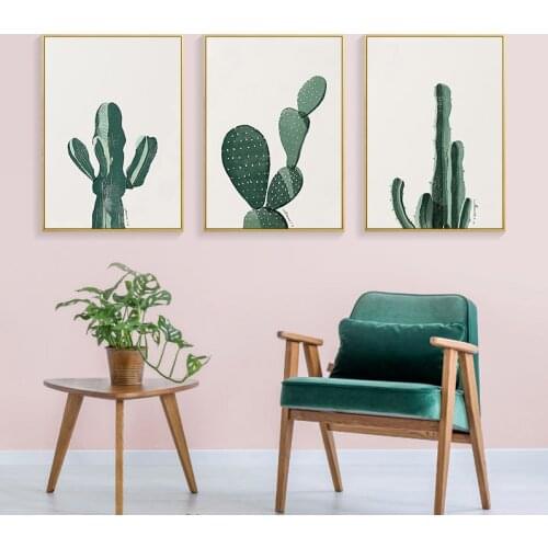 Green Different Shapes Cactus Canvas Painting Nordic Posters and Prints Modern Minimalism Wall Art for Living Room Home Decor