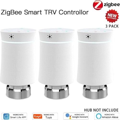 NEW ZigBee 3.0 Thermostat Tuya Radiator Actuator Valve Smart Programmable TRV Temperature Controller Alexa Voice Control