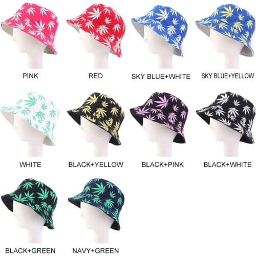 New Fashion Women Men Couple Cotton Fishing Hat Hip Hop Cap Maple Leaf Panama Bucket Hat Sun Flat Top Fisherman Hats Caps Boonie