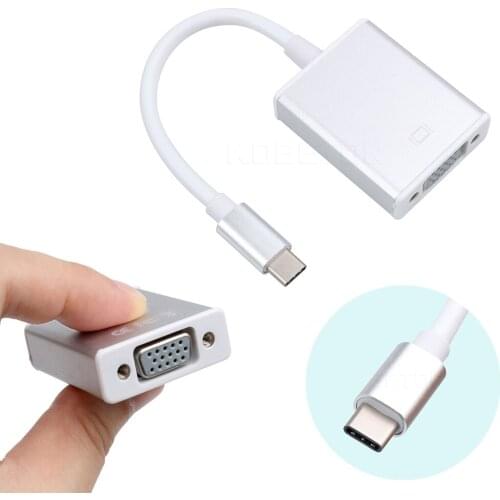 USB Type C 3.1 Male to VGA 1080P Female Converter Adapter Aluminium Alloy Shell USBC To VGA Adapter For Macbook Chromebook Pixel