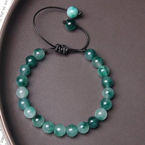 Natural stone braided bracelet Green Jades African turquoises beads Adjustable Rope bracelets for male female Creative Gift