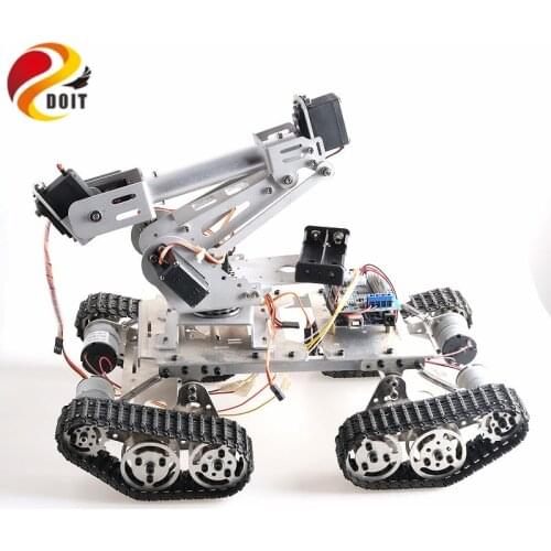 SZDOIT 6DOF A Set Large Robotic Arm Kit TS400 Robot Tank Chassis Metal Mobile Robot Platform with High Torque Servos Motors DIY