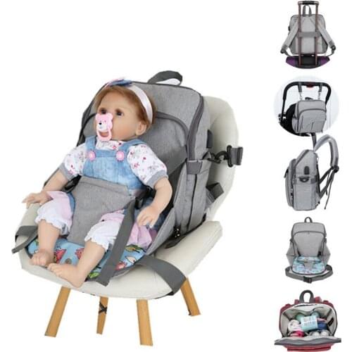 USB Charging Solid Color Mummy Backpack Baby Feeding Highchair Diaper Bag Mom Large Capacity Multifunctional Handbag MBG0208