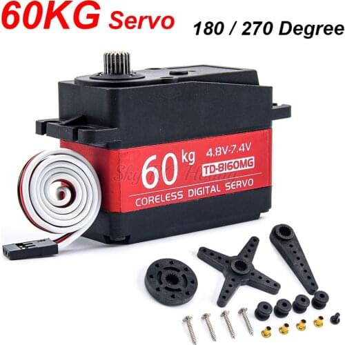High Torque HV 60KG Servo 180 / 270 Degree TD-8160MG Coreless Servo Digital Servo Mental Gear for RC large servo Car RC Robot