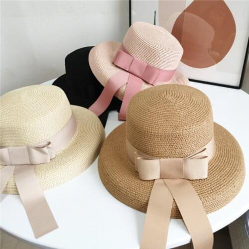 Summer Straw Cap UV Protections 1Pcs Outdoors Accessories Adjustable Big Wide Brim Beach Hat Sun Hats Ribbon Round Bow