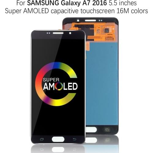 Super AMOLED 5.5" LCD For Samsung Galaxy A7 2016 A710 A7100 A710F LCD Display Touch Screen Digitizer Assembly For Samsung A7 LCD