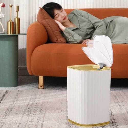 XiaoGui Smart Sensor Trash Can Family Light Luxury Sitting Room Toilet Creativity Automatic Open And Close Trash Can For Kitchen
