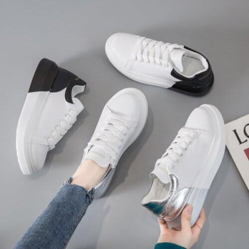 2020 New Fashion Shoes Spring New Casual Classic Solid Color Leather Shoes Women Casual White Shoes Sneakers