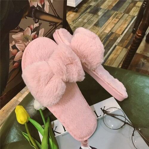 Ladies New Autumn and Winter Cotton Slippers with Bowknot Girls Home Slippers Fashion Cotton Slippers