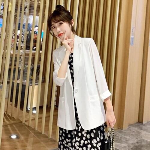 Chiffon Small Suit Jacket Female Spring Summer Thin Section 2021 New Korean Fashion Casual Loose Women Sun Shirt Clothing aq325