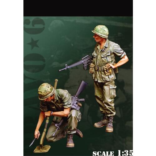 1:35 Scale Vietnam War US Military DETECTOR TEAM Two Soldiers Miniatures Unpainted DIY Assembling Static Resin GK Model Kits