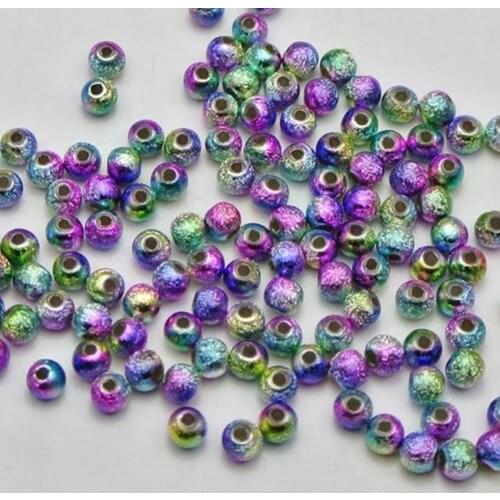 1000 Peacock Mullti-Color Glitter Acrylic Round Beads 4mm(0.16") Spacer Finding