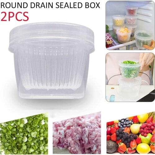 2pcs Round Drain Sealed Box Ginger Onion Garlic Container Refrigerator Storage Durable Food Keep Fresh Boxes Kitchen Supplies